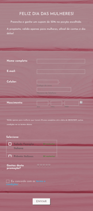Dia Da Mulher Form Template