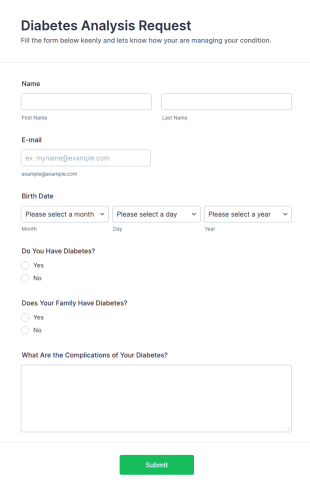 Diabetes Analysis Form Template