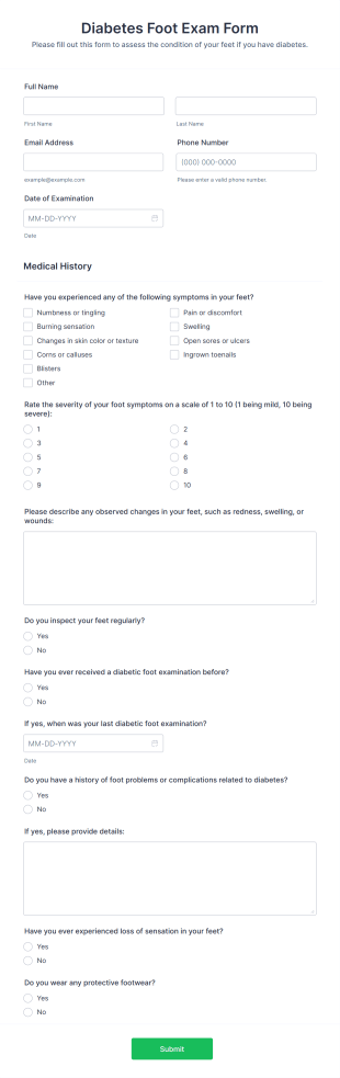 Diabetes Foot Exam Form Template