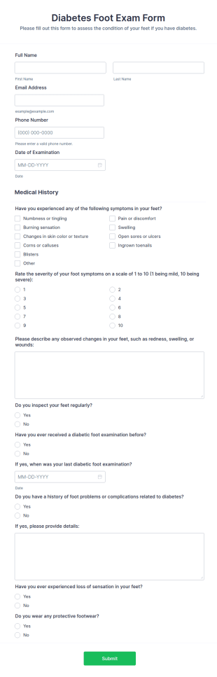 Diabetes Foot Exam Form Template