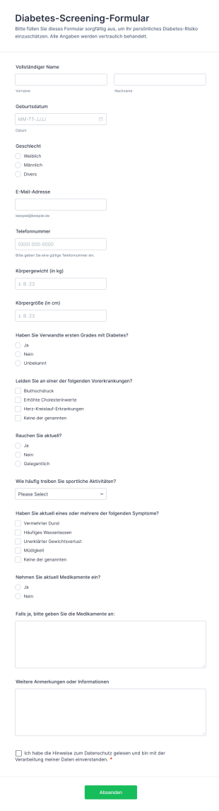 Diabetes Screening Formular