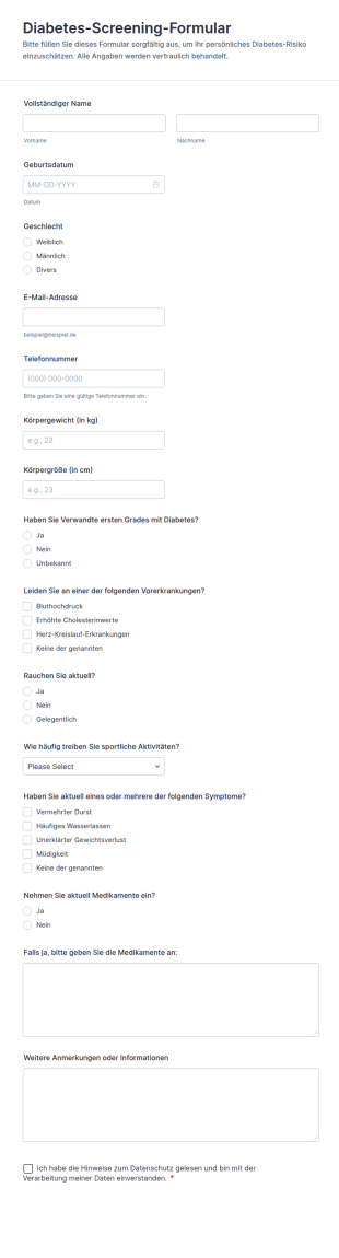 Diabetes Screening Formular