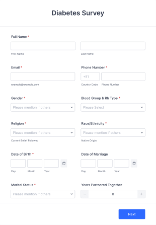 Diabetes Survey Form Template