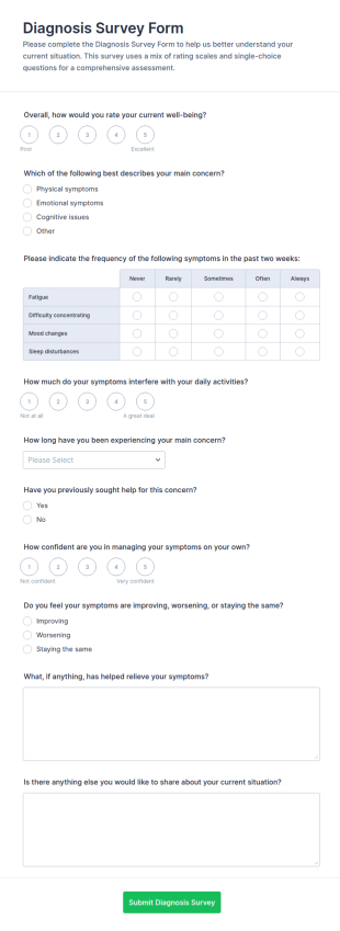 Diagnosis Survey Form Template