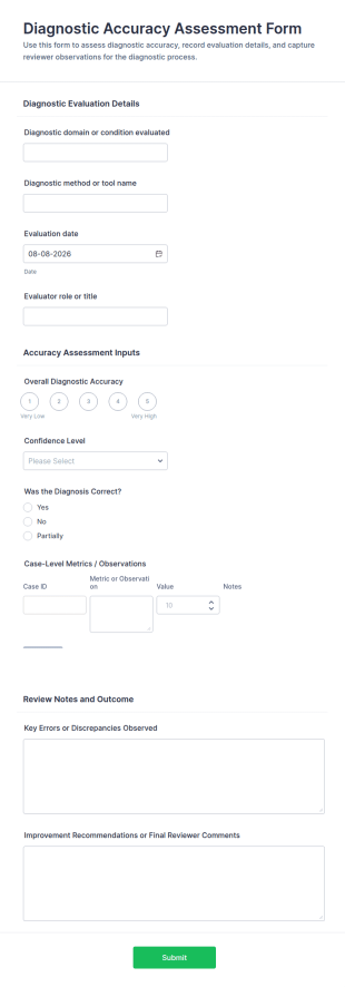 Diagnostic Accuracy Assessment Form Template