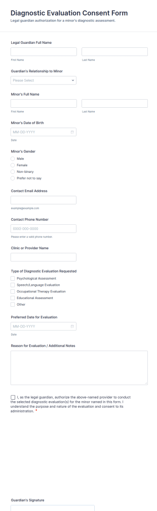 Diagnostic Evaluation Consent Form Template