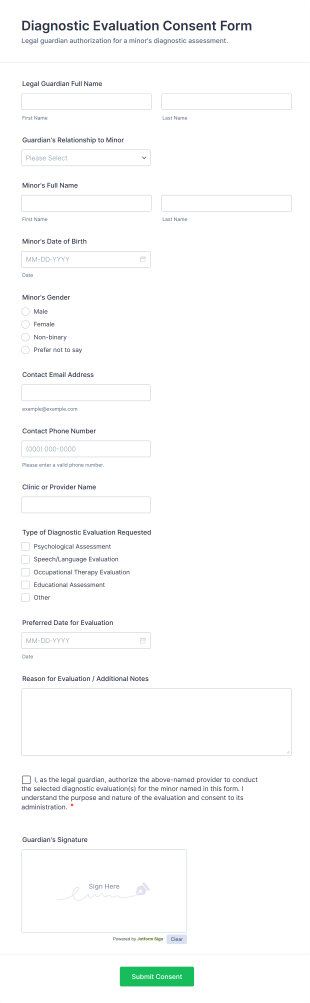Diagnostic Evaluation Consent Form Template