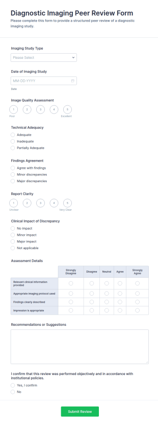 Diagnostic Imaging Peer Review Form Template
