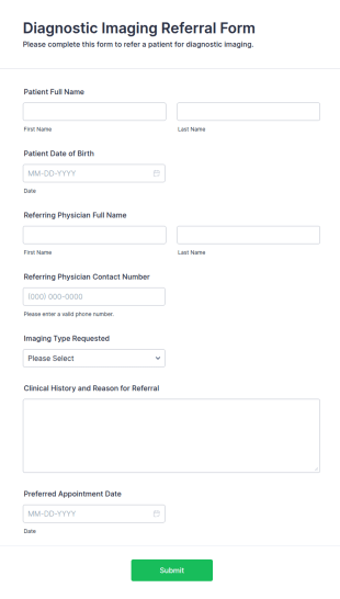 Diagnostic Imaging Referral Form Template