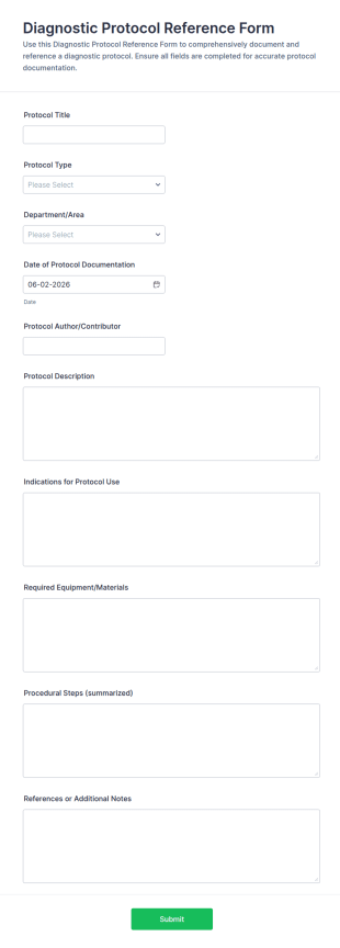 Diagnostic Protocol Reference Form Template