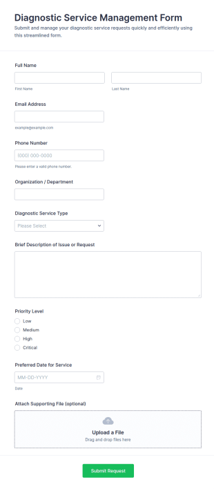 Diagnostic Service Management Form Template