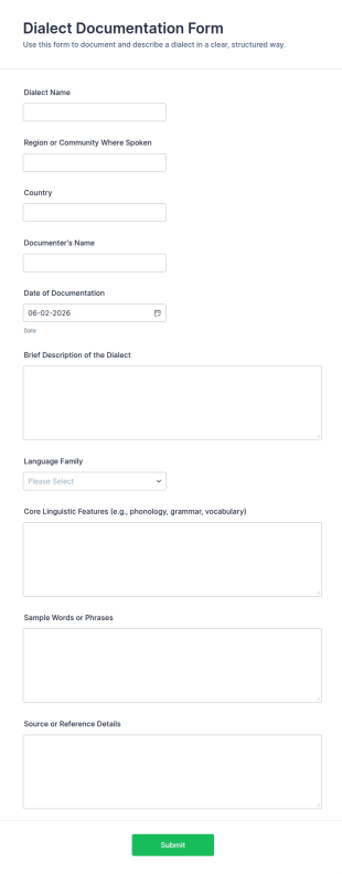 Dialect Documentation Form Template