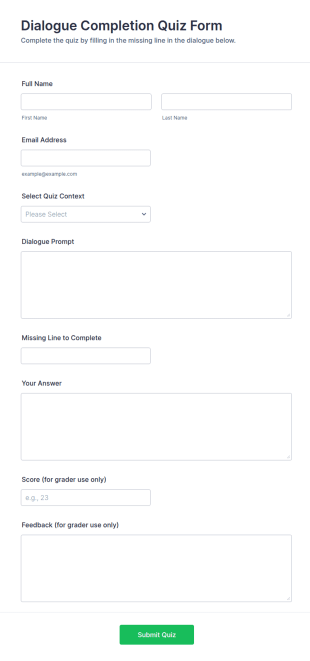 Dialogue Completion Quiz Form Template