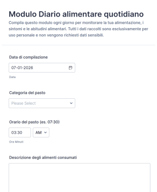 Diario Alimentare Form