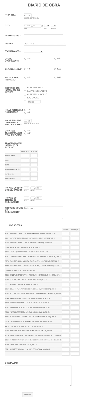 Diario De Obra E Mão De Obra Form Template