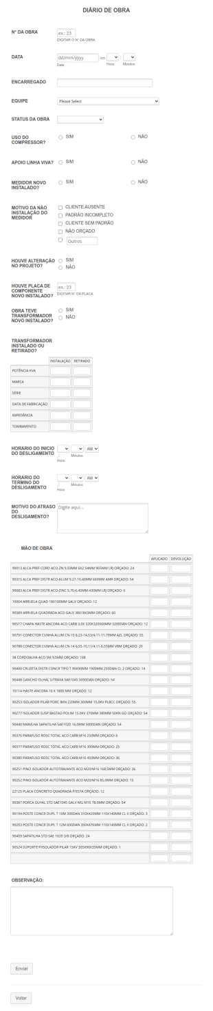 Diario De Obra E Mão De Obra