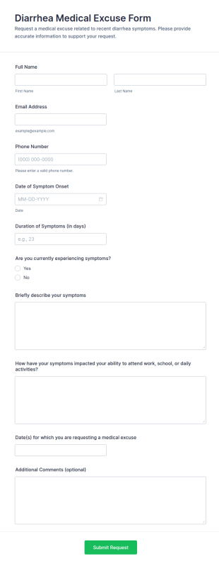 Diarrhea Medical Excuse Form Template