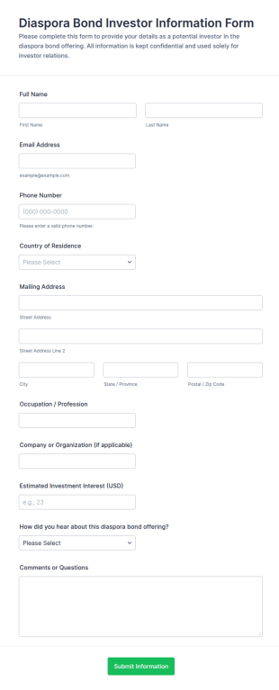 Diaspora Bond Investor Information Form Template