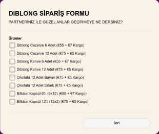 Diblong Sipariş Formu (TR) Form Şablonu