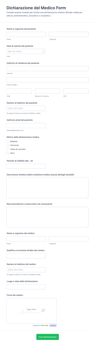 Dichiarazione Del Medico Form