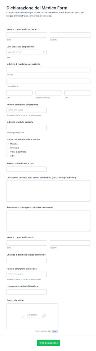 Dichiarazione Del Medico Form
