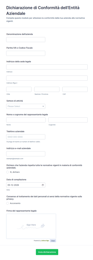 Dichiarazione Di Conformità Dell’Entità Aziendale