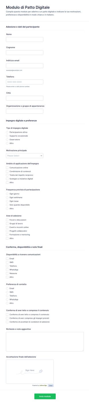 Dichiarazione Di Impegno Digitale Survey