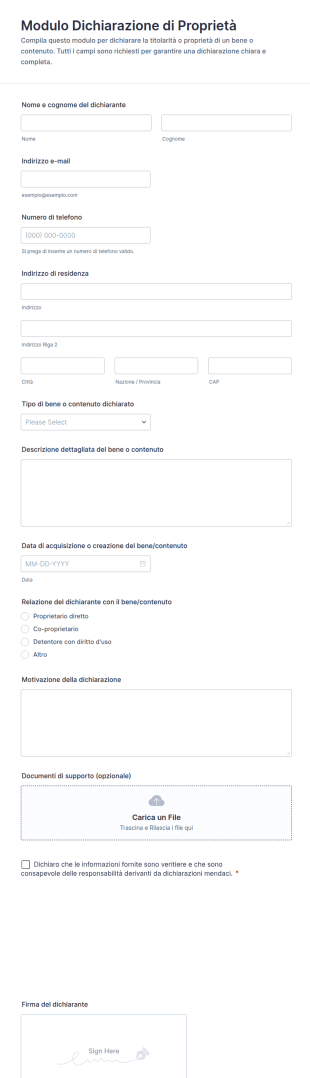 Dichiarazione Di Proprietà Modulo