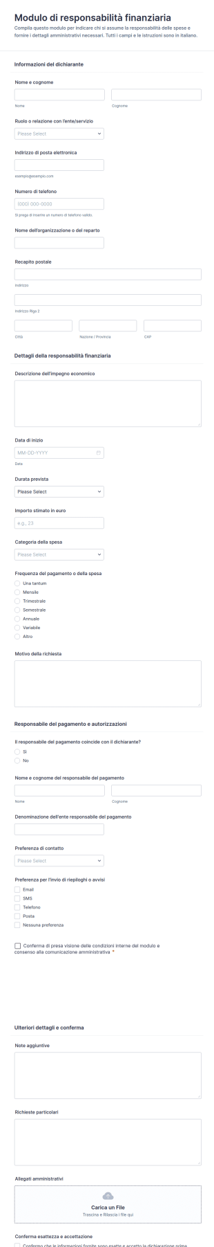 Dichiarazione Di Responsabilità Finanziaria