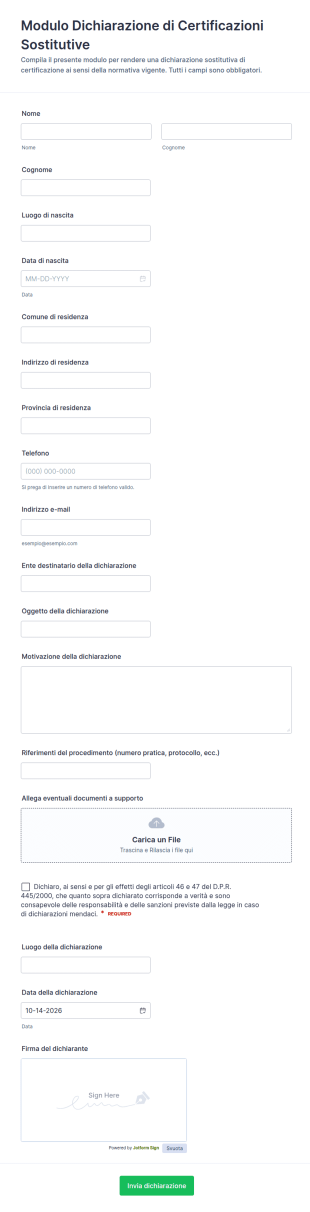 Dichiarazione Di Titoli Sostitutivi