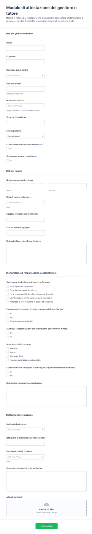 Dichiarazione Di Tutore Legale Modulo