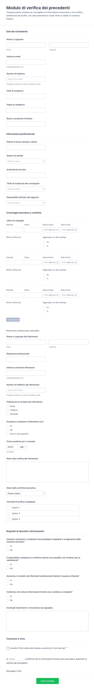 Dichiarazione Di Verifica Preliminare