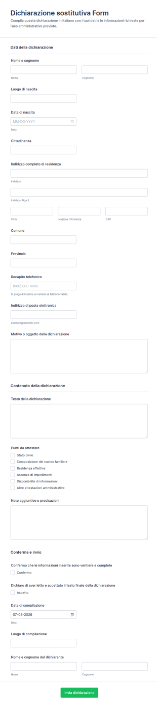 Dichiarazione Giurata Form