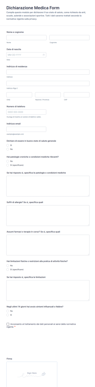 Dichiarazione Medica Form