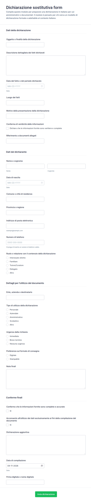 Dichiarazione Statutaria Modulo