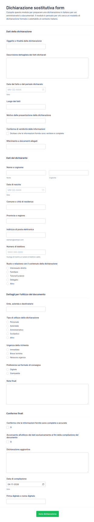 Dichiarazione Statutaria Modulo