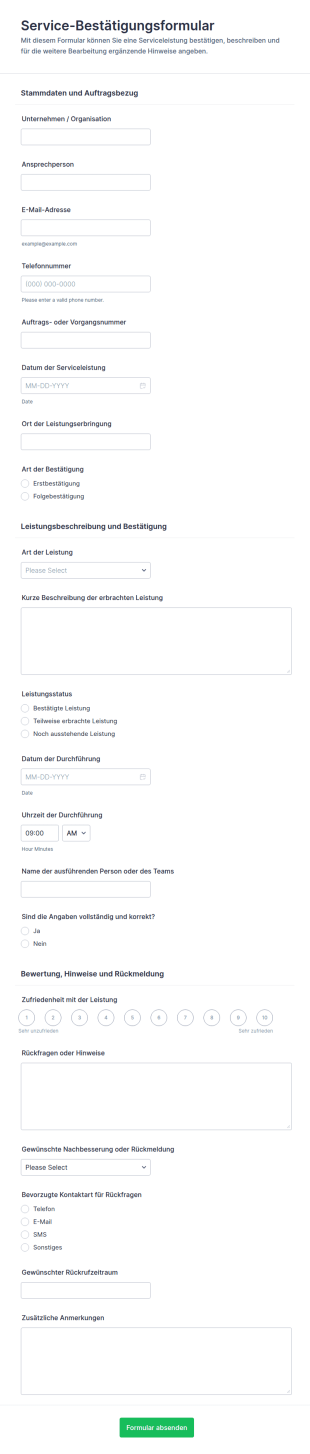 Dienstbestätigung Umfrage