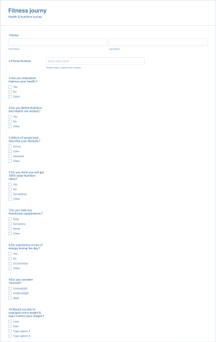 Diet And Exercise Form Template