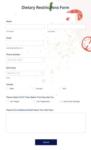Dietary Restrictions Form Template
