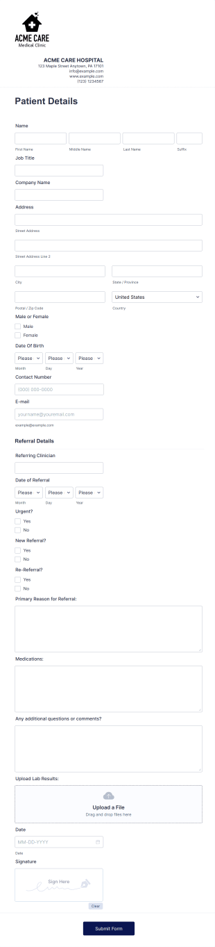 Dietitian Referral Form Template