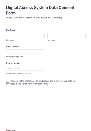 Digital Access System Data Consent Form Template