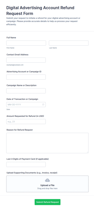 Digital Advertising Account Refund Request Form Template