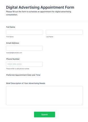 Digital Advertising Appointment Form Template