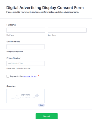 Digital Advertising Display Consent Form Template