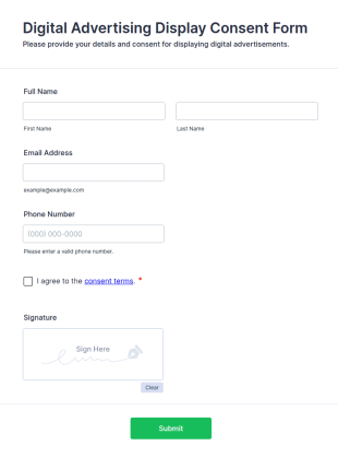 Digital Advertising Display Consent Form Template
