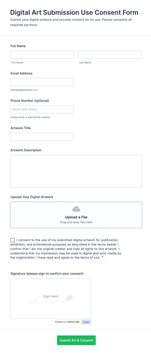 Digital Art Submission Use Consent Form Template
