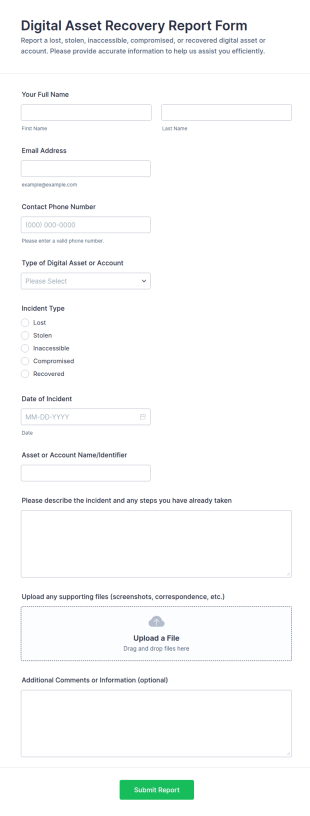 Digital Asset Recovery Report Form Template