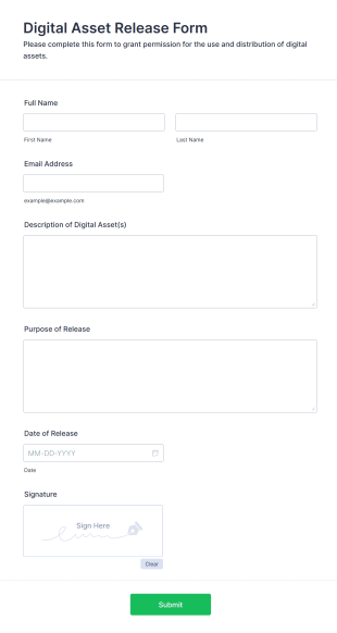 Digital Asset Release Form Template
