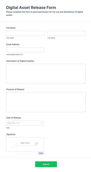 Digital Asset Release Form Template
