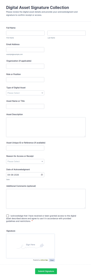 Digital Asset Signature Collection Form Template